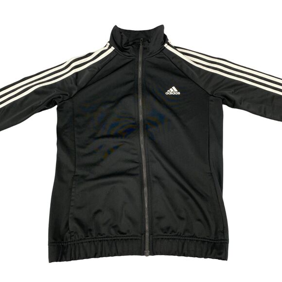 adidas Track Jacket Womens Medium Black Polyester Logo Long Sleeve Full Zipper - Picture 8 of 16